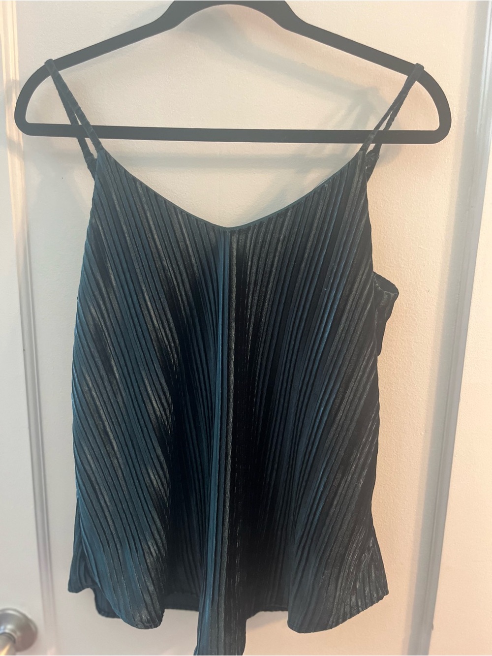 Dalia Forest Green Pleated Velvet Camisole